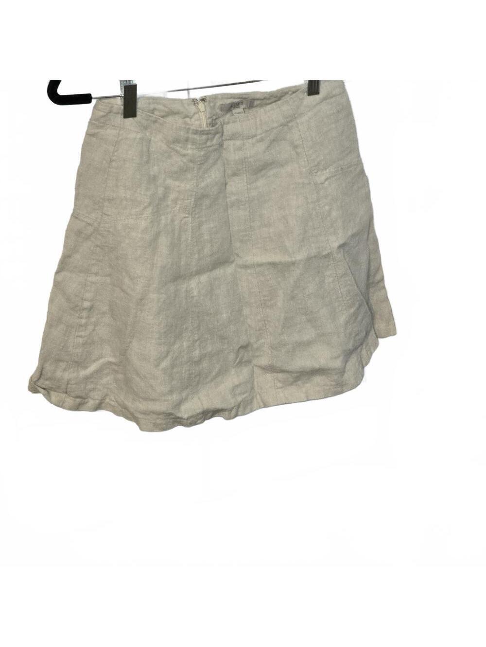 LOFT Womens 4 Petite Tan A-Line Linen Skirt S